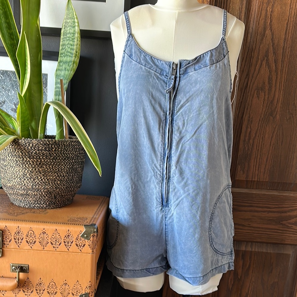 Free People Blue Denim Chambre Romper